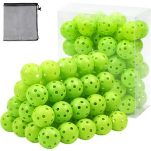 Plastic Golf Balls Practice Limited Flight Golf Training Ball Hollow Swing Practice Indoor Golf Balls with Mesh Drawstring Bag for Backyard Driving Range or Outdoor (Green)