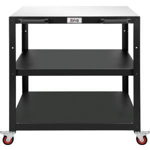 Feasto 36''x 24'' Heavy-Duty Outdoor Pizza Oven Table, 304 Stainless Steel Grill Table with Lockable Wheels for Pizza Ovens & Griddles, 3-Shelf Prep Table for Deck, Patio BBQ & Parties (Black)