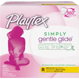 Playtex Gentle Glide Tampons with Triple Layer Protection, Regular, Unscented - 40 Count (Pack of 1)