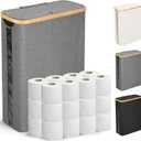 Odonata Large Toilet Paper Storage Basket with Lid, Slim Toilet Paper Organizer, Hold up to 20 Regular Rolls or 15 Mega Rolls. (Grey, 49L)