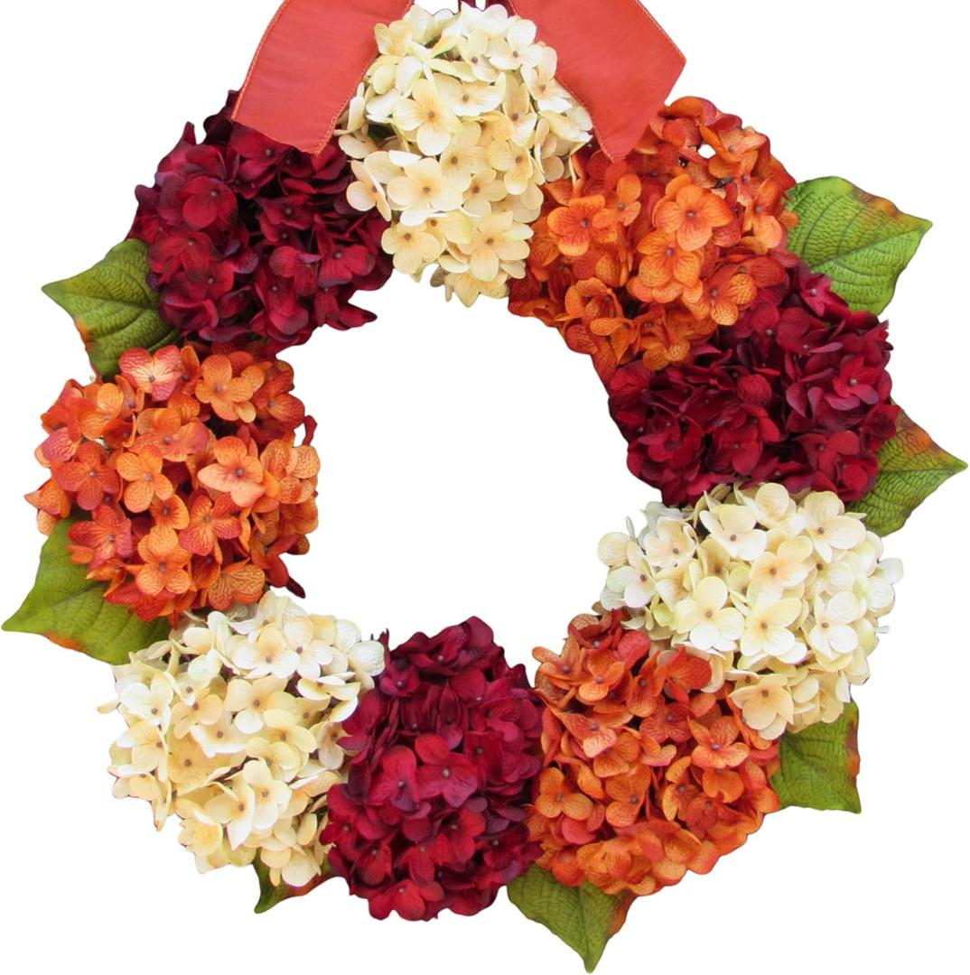 Hydrangea Fall Wreath  Thanksgiving Front Door Decoration  Late Summer Porch Decor  16, 22, 24 Size Option