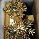 SYITCUN Metal Stocking Holders for Mantle Set of 4, Golden Magnetic Snowflakes Christmas Stocking Holder, Weighted Flat Stocking Hooks for Fireplace, Interesting Christmas Decorations