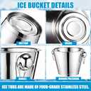 meekoo 2 Pcs 4 Quart Champagne Bucket Wine Bucket Metal Ice Container with 1 Pcs 6 oz Ice Scoop and Handles Stainless Steel Drink Cooler Cocktails Wine Chiller Beer Tub for Bar Party BBQ Banquet