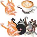 6 x Nogeqi 3 Pcs Woven Coasters Creative Cute Cat Coaster for Desk at Work Knitted Funny Cat Gift Cute Coaster Set Funny Coasters for Drinks Tea and Coffee Coasters Gifts for Cat Lovers Women Table