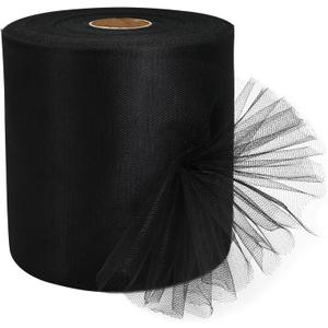 Black Tulle Fabric Roll - 6 Inch x 200 Yards Tulle Mesh for Gift Wrapping DIY Crafts Party Decorations and Making Ponchos and More