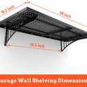 2-Pack 1.6x4FT Garage Wall Shelving, Metal Garage Shelves Wall-Mounted, 600 lbs Capacity Heavy Duty Floating Shelves, Black