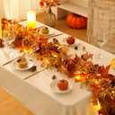 Fall Decor,6 FT Fall Garland for Mantel,Table Centerpiece, Home Porch Fireplace,Door, Lighted Autumn Decoration with Maple Leaves, Pumpkins,Flowers, Pinecones for Thanksgiving, Christmas