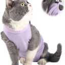Cat Professional Recovery Suit for Abdominal Wounds and Skin Diseases, E-Collar Alternative for Cats and Dogs, After Surgey Wear Anti Licking, Recommended by VetsPurple,S (Small (Pack of 1))