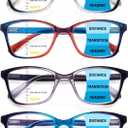 4 Pack Progressive Multifocus Reading Glasses for Women Men Spring Hinge Blue Light Blocking Readers