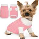 Lorehelina Dog Sweater for Small Dogs Argyle Cable Knit Turtleneck Pullover Winter Clothes for Boys Girls Stretch Chihuahua Yorkie Puppy Christmas Doggie Pet (S, Pink)