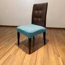Seat Covers For Dining Chairs - Stretch Jacquard Chair Seat Covers Slipcover Set of 2, Removable Washable Chair Seat Protector for Dining Room, Kitchen, Restaurant, Banquet, No Rear, Dark Green