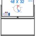 Rolling Dry Erase Board 48 x 32, maxtek Double-Sided Mobile White Board, Large Portable Magnetic Whiteboard with Stand - Easel Style Whiteboard with Wheels for Home Office Classroom School, Black