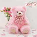 MorisMos Teddy Bear Stuffed Animal,14'' Long Fur Stuffed Bear Plush Toy Gift for Kid Girl Boy Toddler Teen Adult,Cuddly Teddy Animal Toy Decor for Baby Shower Birthday Valentine’s Day Party Favor,Pink