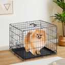 Sweetcrispy 30 Inch Single Door Dog Crate, Metal Pet Kennel with Secure Lock, Foldable Design, Removable Tray for Easy Cleaning, Portable Puppy Cage for Small Dogs, Ideal for Training & Travel