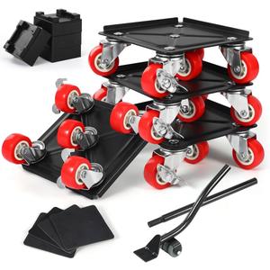 Heavy Duty Industrial Furniture Movers with Wheels, Dolly, Lifter, Sliders, 5 Rollers Casters Cart, Black, 1200 lb Capacity (5.37" x 5.37", Black)