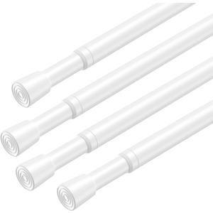 AIZESI Spring Tension Rods Adjustable Tension Curtain Rod Small Tension Rod No Drilling Expandable Spring Loaded Curtain Tension RodWhite,26" to 39"-4Pcs)