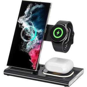3 In 1 Wireless Charging Station For Phone Black