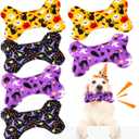 6 Pack Halloween Dog Squeaky Bone Toys Halloween Plush Interactive Dog Pets Birthday Bone Shape Stuffed Chew Toys for Puppy Small Medium Large Squeak Toss Play