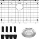 27-9/16" x 14-9/16" Sink Protectors for Kitchen Sink, Metal Sink Rack for Bottom of Sink Rear Drain, Stainless Steel Sink Protector for Kitchen (Silver, Separable,27-9/16" x 14-9/16", Rear Drain)