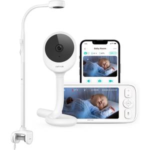 NETVUE Upgraded Baby Camera Monitor Video - 5000mAh Baby Monitor with Camera and Audio, 5" Display, 4 in 1 Bracket Meets The Needs in All Scenarios, Smart Phone App, Cry Detection (White)