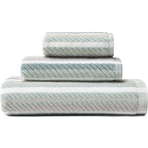 Tommy Bahama - Bath Towels Set, Highly Absorbent Cotton Bathroom Decor, Fade Resistant (Ocean Bay Blue, 3 Piece)