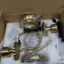 Wireless Wall Sconces Set of Two 14"H, 5300mAh Battery Operated Wall Sconce, Rechargeable Bulbs with Remote, 15 Colors Dimmable Wall Sconces with Fabric Shade for Bedroom Living Room(Brushed Gold)