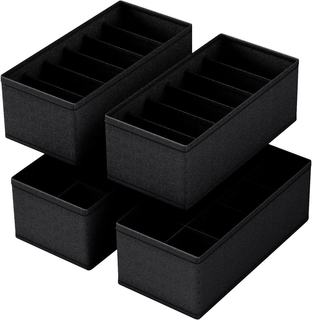4 PACK Sock Underwear Drawer Organizer Dividers, Collapsible Cabinet Closet Storage Boxes for Clothes, Socks, Lingerie, Underwear, Tie, Belt,Bedroomedroom