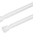 KXLife 2Pcs Small Tension Rod 11 to 17 Inch, Adjustable Thin Mini Spring Loaded Curtain Tension Rods for Windows, Closet, RV, Trailer, Cupboard, Refrigerator (White)