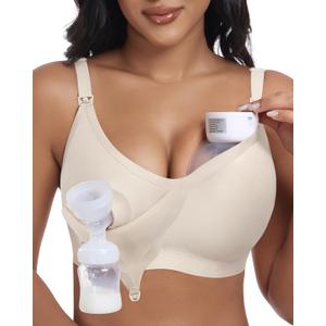 As Fairy Wireless Seamless Pumping Bra Hands Free Nursing Bra Wirefree Comfort Wearable Breast Pump Brass (X-Large Plus, Beige) As Fairy Wireless Seamless Pumping Bra Hands Free Nursing Bra Wirefree Comfort Wearable Breast Pump Brass (X-Large Plus, Beige)