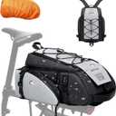 19L Reflective Bike Rack Bag Water Resistant Cycling Pannier Saddle Shoulder Bag with Rain Cover 4-in-1 Versatile Bag Accessories for Travel Commuting Shopping Outdoor Cycling Night-Riding Fitness