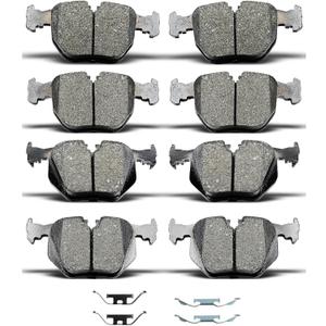 D681 D683 8pcs Ceramic Front Rear Brake Pads With Clips Fit For BMW 740i 1995 1997-2001,For 740iL 1995-2001,For M5 2000-2003,For X5 2000-2006