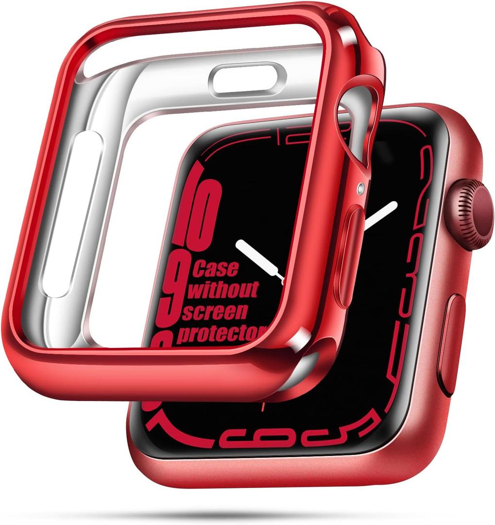 top4cus 40mm Case Soft Flexible Lightweight Anti-Scratch Overall Protective 40mm Iwatch Waterproof Cover Case Shiny Workout Shockproof Bumper Compatible with Apple Watch Series 6/SE/5/4 - Red
