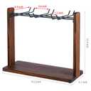 MyGift Tabletop Wine Glass Drying Rack, Champagne Flute Holder, Countertop Stemware Stand for Goblets, Modern Burnt Brown Solid Wood and Matte Black Metal Wire