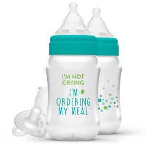 Balance + Wide Neck Printed Bottles, 9oz 2pk, with Pacifier