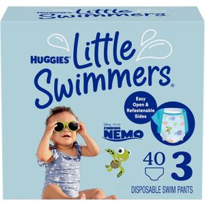 Huggies Little Swimmers Disposable Swim Diapers, Size 3 (16-26 lbs), 40 Ct (2 packs of 20), Packaging May Vary (Small)