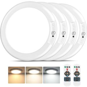 Bairth Rechargeable Motion Sensor Ceiling Lights with Remote, Battery Operated Ceiling Lights No Wiring, Wireless 3 Colors Dimmable Overhead Lamps for Closet Shower Shed Hallway, 4-Pack