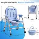 4 in 1 Folding Bedside Commode Chair for Elderly with Arms and Back,Adjustable Height Raised Toilet Seat with Handles,Adults Potty Chair for Seniors,Disabled,Holds Up to 350 lb (ABS Plastic Seat)