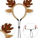 Dog Reindeer Antlers Headband, Pet Christmas Outfit Deer Costume for Medium Large Dogs Cats Halloween Christmas Party (Brown)