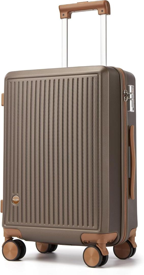 Hulsin Carry on Luggage with Spinner Wheels, 22x14x9 Airline Approved Carry-on Suitcase, Small Hardside Luggage with TSA Lock,Hard Shell Suitcase,Hard Case for Travel (Coffee, 20-Inch), 1-Piece