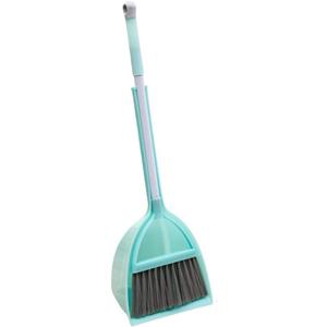 Mini Broom with Dustpan for Kids, Little Housekeeping Helper Set (Light Blue)