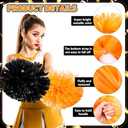 Yunsailing 50 Pack Cheerleading Pom Poms with Handle Bulk Metallic Foil Plastic Pom Poms for Dance, Matches, Squad Spirit Sports, Stage Performance, Carnival Celebration (Matte Black & Orange)