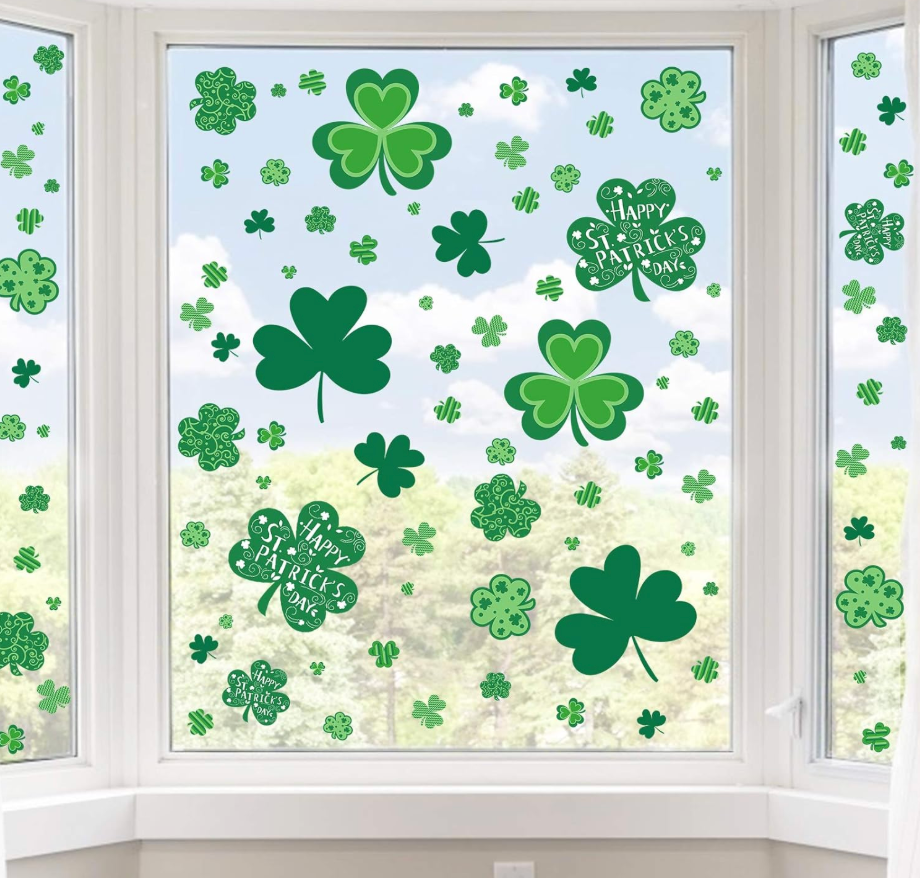 St Patricks Day Window Clings, 109 Pcs Shamrock Window Stickers for St Patricks Day Decorations