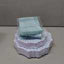 COLOSUS 150pcs Disposable Blue and White Striped Easter Plastic Party Plates and Silverware set, Light Blue Dinner/Dessert Plates silverware serve 30guests for Birthday, New Year and Daily use.