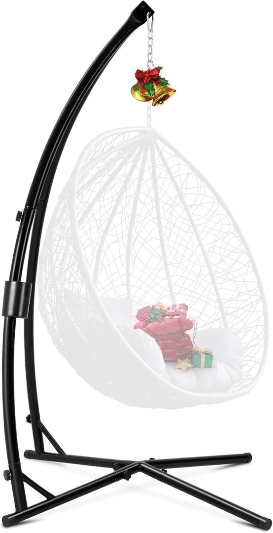Hanging Hammock Chair Stand Swing Chair Stand for Indoor/Outdoor,C-Type Solid Steel Heavy Duty Hammock Chair Stand,Weight Capacity 440 Lbs Hanging Chair Stand Only Black AD333