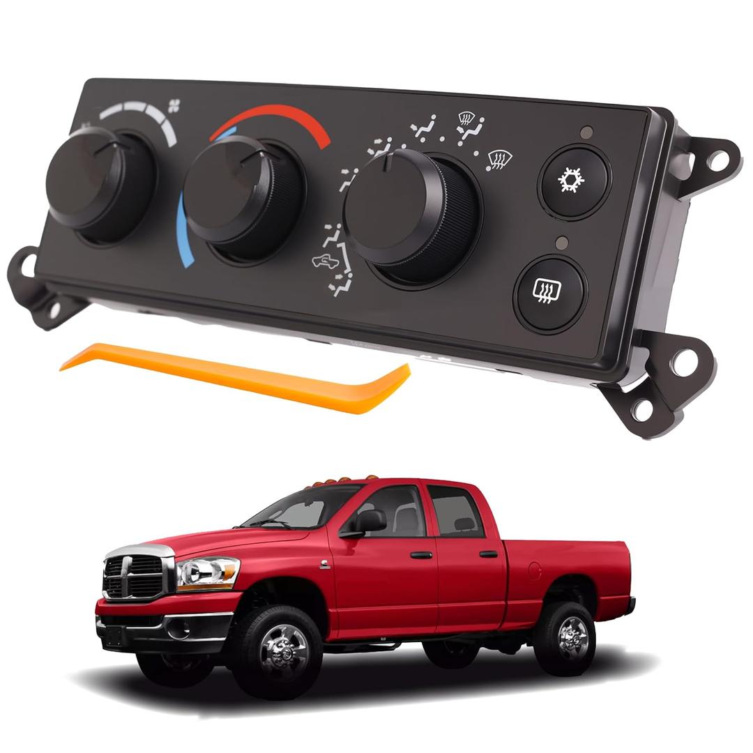 A/C Climate Control Module Panel Fits for 2006-2008 Dodge Ram 1500 Air Conditioning Heater Control Switch Replaces # P55056569AC, 55057079AB, P55056569AD, 55056569AE