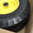 MaxAuto 4.10/3.50-6" Flat Free Tire Replacement for John Deere Mower, Hand Truck/All Purpose Utility Tire on Wheel, 3"-3.5''-4.0''-4.5'' Centered Hub, 3/4" Bearings, Yellow Steel (2 pack)