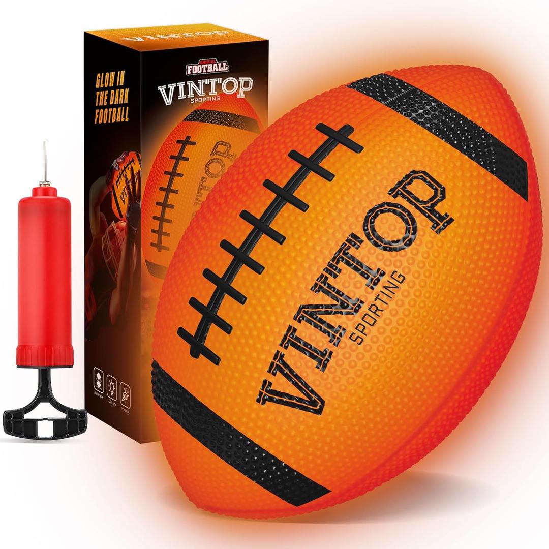 VINTOP Light Up Football - LED Glow in The Dark Football for Kids & Adults, Includes Free Air Pump, Sturdy Durable Sports Ball, Ideal Gift for Birthdays/Christmas/Outdoor Play