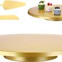 20 Inch Metal Cake Stand with Cake Knife and Spatula, Round Dessert Table Display Stand Metal Dessert Tray Serving Platter for Party, Wedding, Birthday, Baby Shower, Anniversary(Gold)