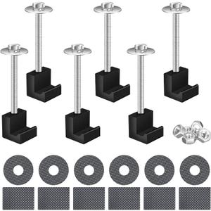Truck Tool Box Mounting Kit No Drill, Upgraded Pickup Truck Bed Tool Box Tie Downs, Aluminum Alloy J Hook Crossover Toolbox Clamps (Pack of 6, Black)