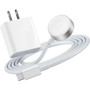 Vertebraid USB C Fast Watch Charger Compatible with Apple Watch Series Ultra2/Ultra/SE2/10/9/8/7/6/5/4/3/2/1/SE, Magnetic Charging Cable with Type C 20W PD Adapter, Watch Cord with Wall Block, 4.9ft